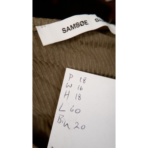 SAMSOE SAMSOE Patty Moss Green Long Sleeve Ribbed Maxi Dress US SMALL - Picture 11 of 11